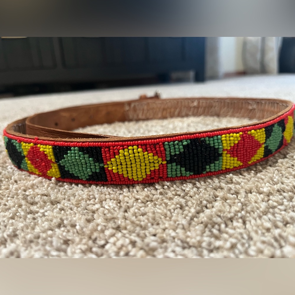 Mens Medium Beaded Belt Handmade In Ghana